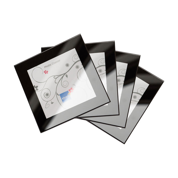 4 Acrylic Photo Coasters with Holder